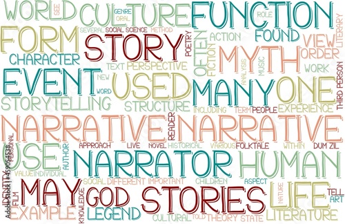 Narrative Wordcloud Banner, Wallpaper, Background, Book Cover, Wordart