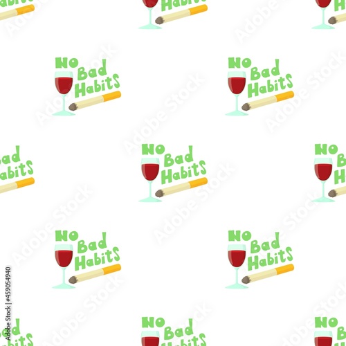 No bad habits wine and cigarettes pattern seamless background texture repeat wallpaper geometric vector