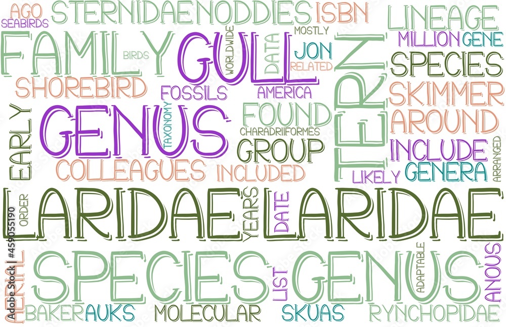 Laridae Wordcloud Banner, Wallpaper, Background, Book Cover, Wordart