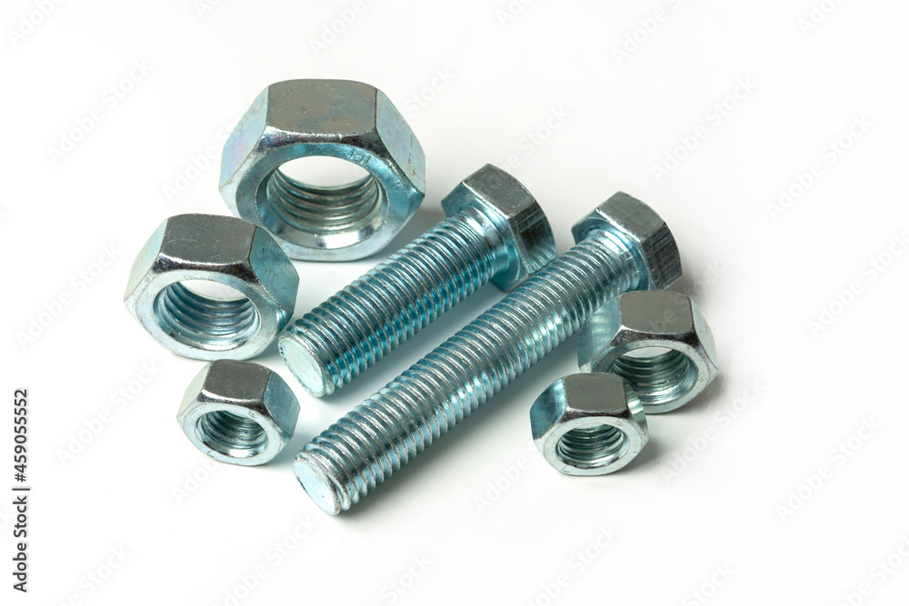 group of metal large bolts with nuts group of metal large bolts with nuts