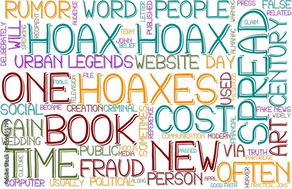 Hoax Wordcloud Banner, Wallpaper, Background, Book Cover, Wordart
