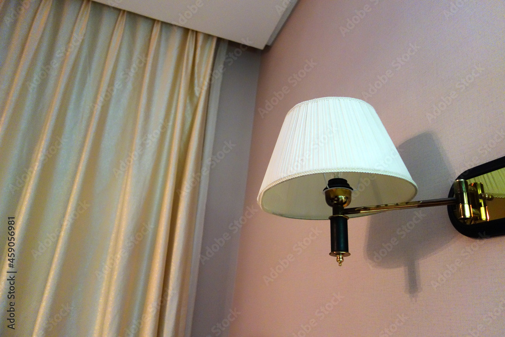 Curtain texture, sconces and power socket background Curtain texture, sconces and power socket background