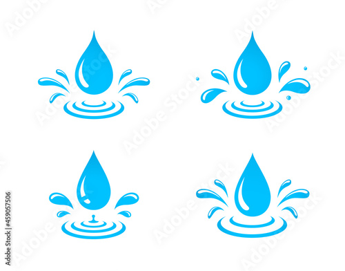 blue water drop splash set with dribbles