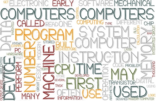 Computers Wordcloud Banner, Wallpaper, Background, Book Cover, Wordart