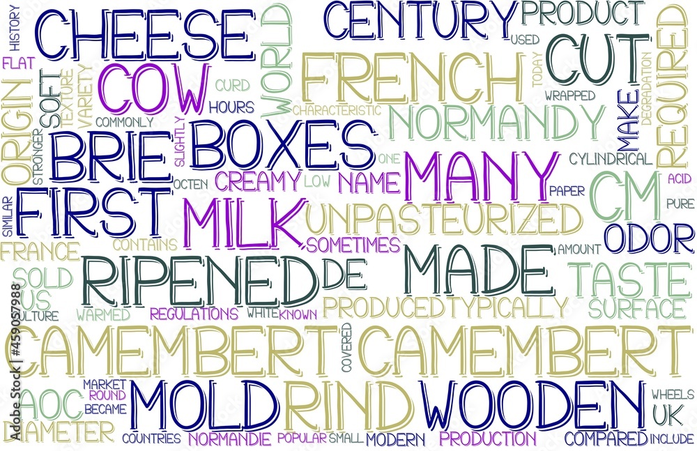 Camembert Wordcloud Banner, Wallpaper, Background, Book Cover, Wordart