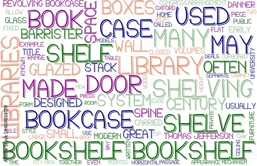 Bookshelf Wordcloud Banner, Wallpaper, Background, Book Cover, Wordart