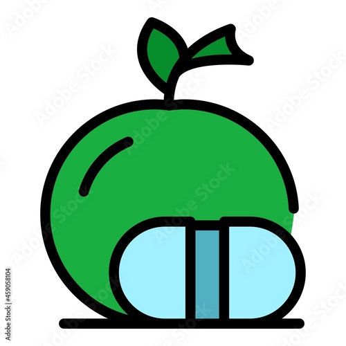 Genetic modified apple icon. Outline genetic modified apple vector icon color flat isolated