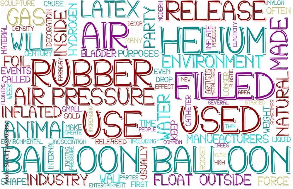 Balloon Wordcloud Banner, Wallpaper, Background, Book Cover, Wordart