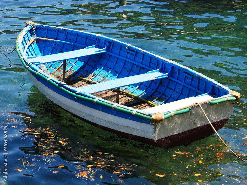 old wooden boat on Mediterranean sea