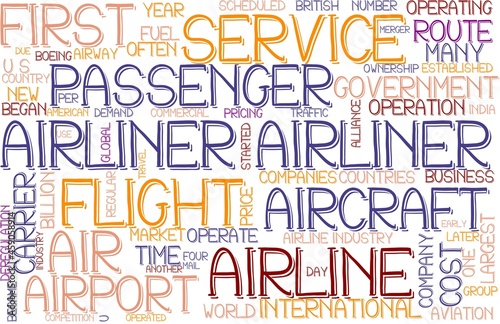 Airliner Wordcloud Banner, Wallpaper, Background, Book Cover, Wordart