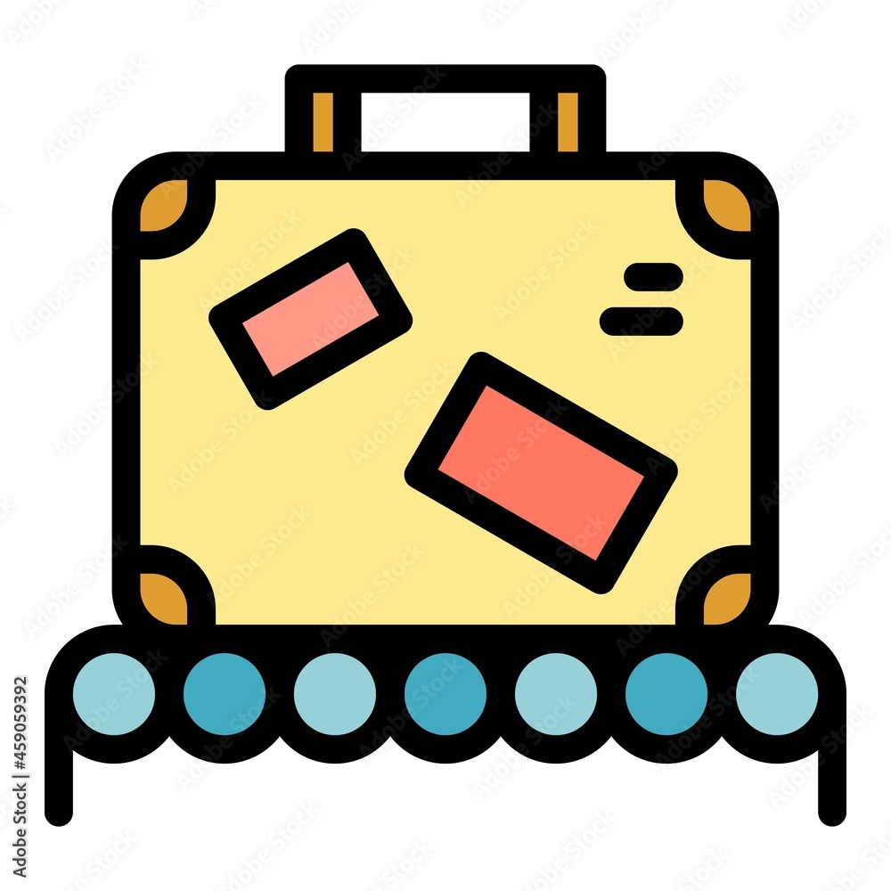 Luggage on belt icon. Outline luggage on belt vector icon color flat isolated
