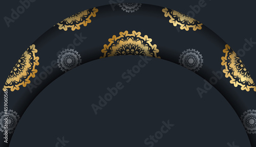 Baner of black color with a mandala with a gold pattern and a place under your text