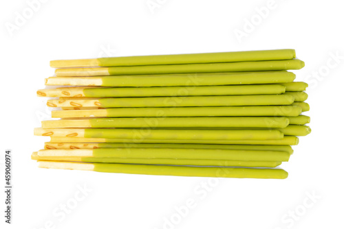 Obraz na płótnie Biscuit Sticks Covered Matcha Green Tea Flavour w salonie