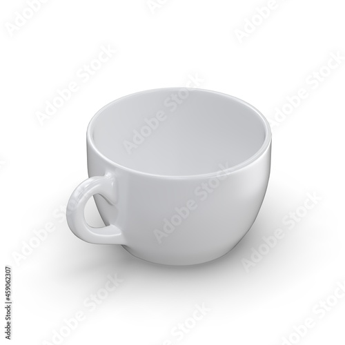 Cup white realistic 3D rendering isolated white background