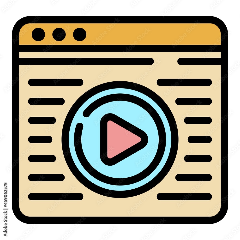 Interactive tv web page icon. Outline interactive tv web page vector icon color flat isolated