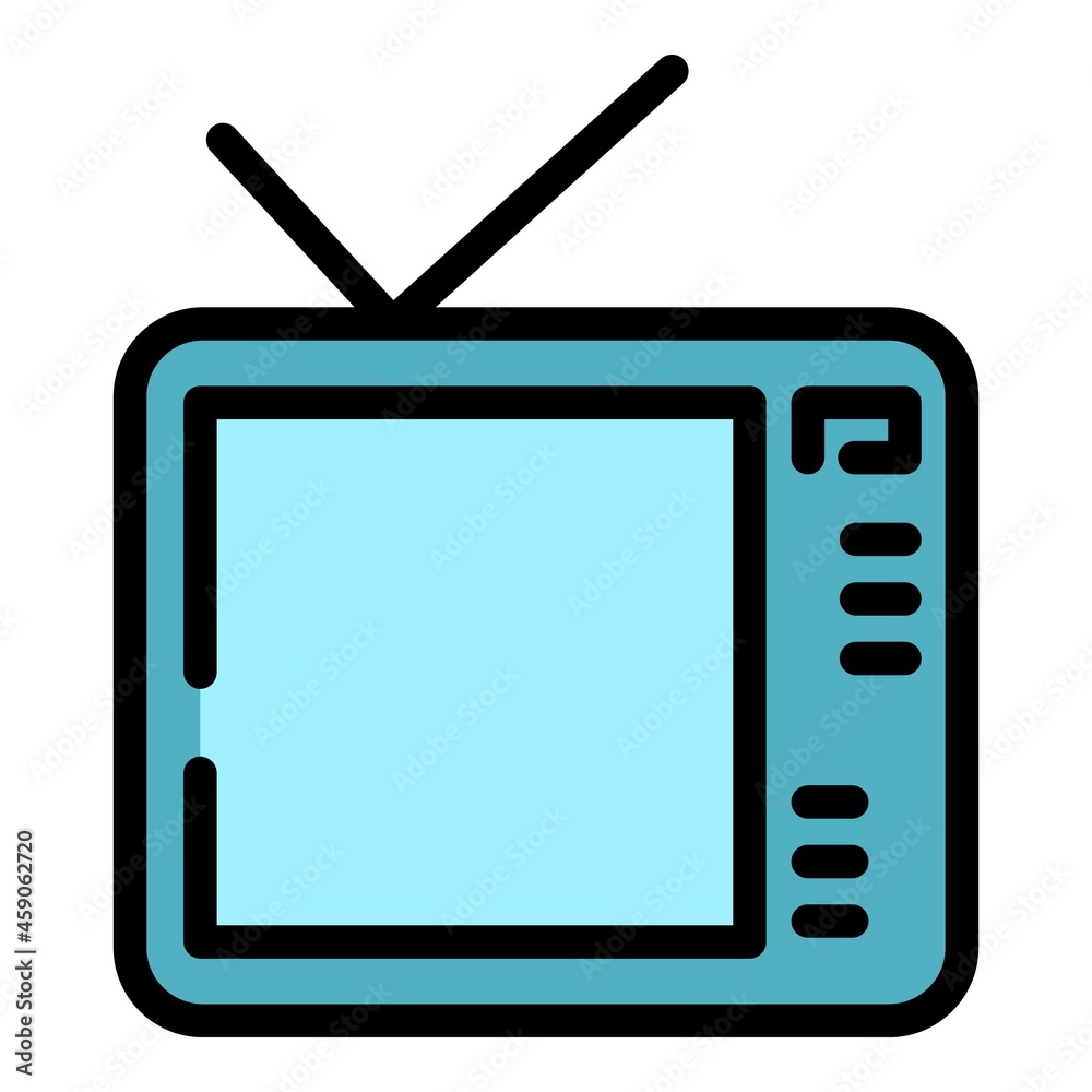 Interactive tv media icon. Outline interactive tv media vector icon color flat isolated Interactive tv media icon. Outline interactive tv media vector icon color flat isolated