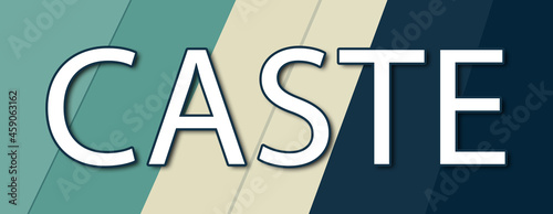 Tableau sur toile Caste - text written on multicolor striped background