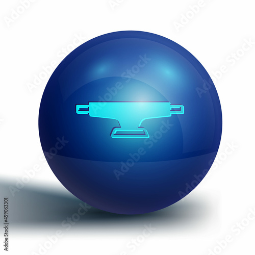 Blue Skateboard wheel icon isolated on white background. Skateboard suspension. Skate wheel. Blue circle button. Vector