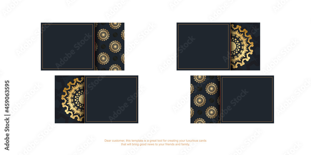 Black business card with abstract gold pattern for your contacts. Black business card with abstract gold pattern for your contacts.