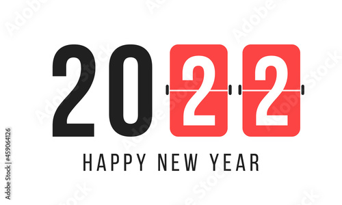 2022 happy new year vector greetings card with score board numbers