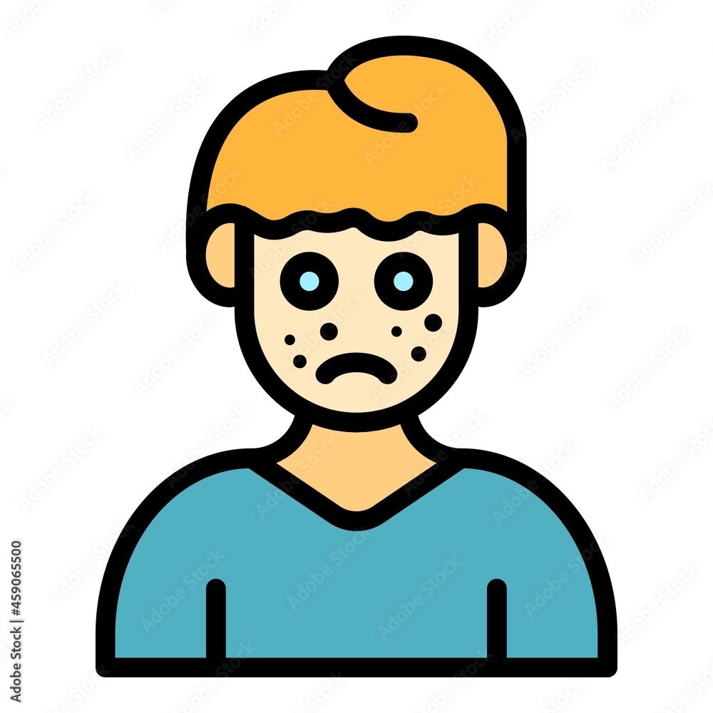 Skin allergic boy icon. Outline skin allergic boy vector icon color flat isolated Skin allergic boy icon. Outline skin allergic boy vector icon color flat isolated