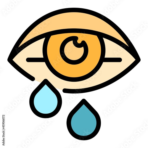 Allergic eye icon. Outline allergic eye vector icon color flat isolated