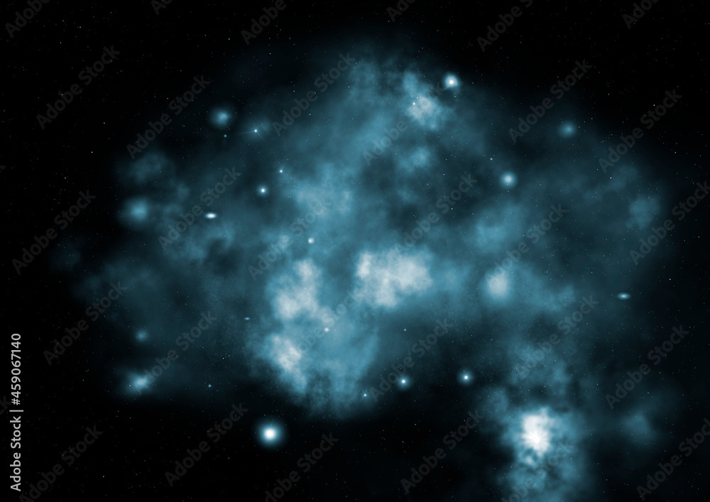 Naklejka premium Far being shone nebula and star field against space.