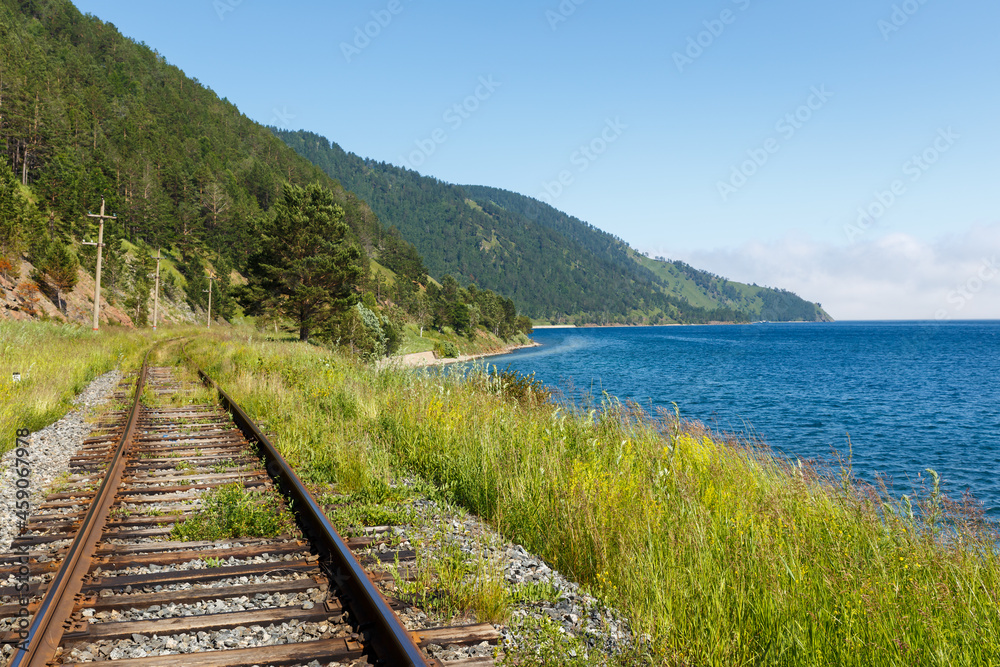 Circum-Baikal Railway, Russia. the old Trans Siberian railway on the shores of lake Baikal