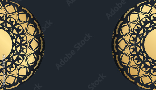 Black color brochure with abstract gold ornament for your brand.