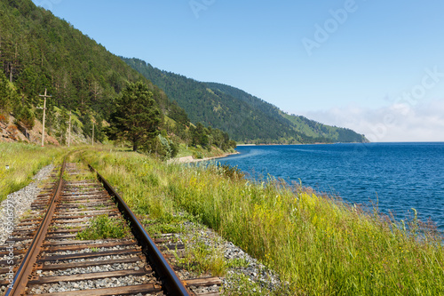 Circum-Baikal Railway, Russia. the old Trans Siberian railway on the shores of lake Baikal