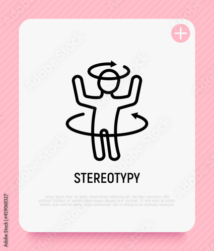 Stereotypy, dizziness or disorientation thin line icon. Modern vector illustration of illness symptom.