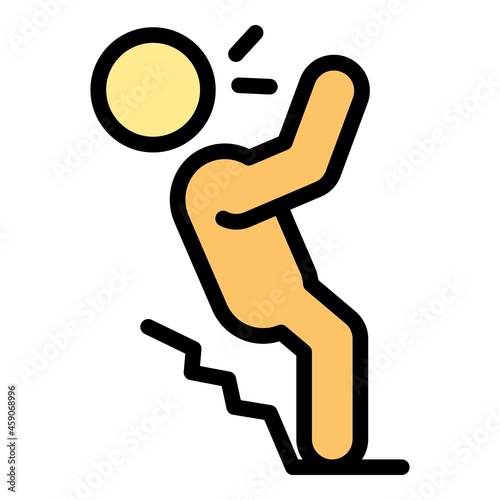 Careless person stairs icon. Outline careless person stairs vector icon color flat isolated