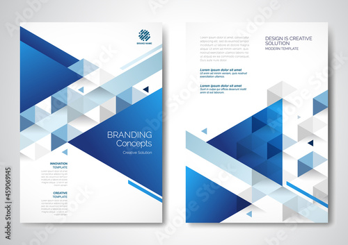 Template vector design for Brochure, AnnualReport, Magazine, Poster, Corporate Presentation, Portfolio, Flyer, infographic, layout modern with blue color size A4, Front and back, Easy to use and edit.