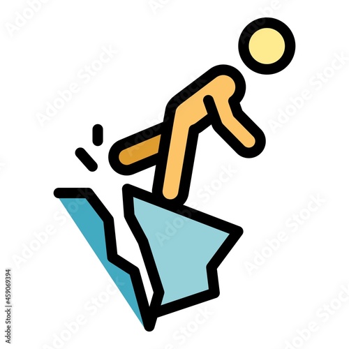 Careless person mountains icon. Outline careless person mountains vector icon color flat isolated