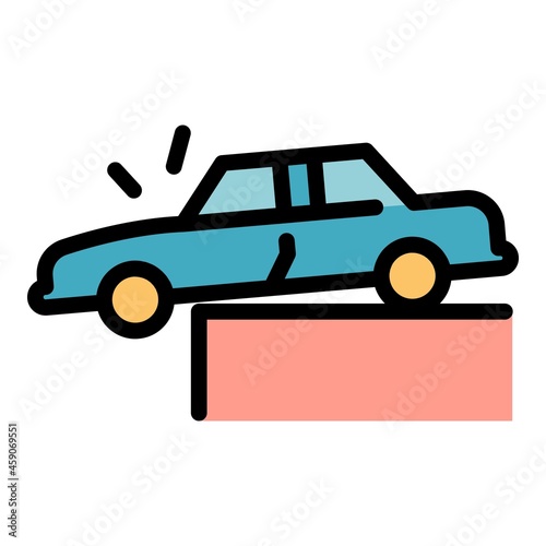 Car accident icon. Outline car accident vector icon color flat isolated