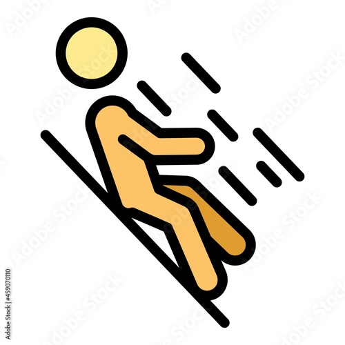 Careless person on ground icon. Outline careless person on ground vector icon color flat isolated