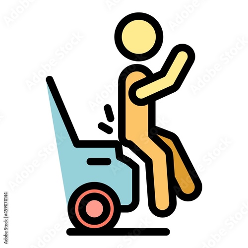 Car accident person icon. Outline car accident person vector icon color flat isolated