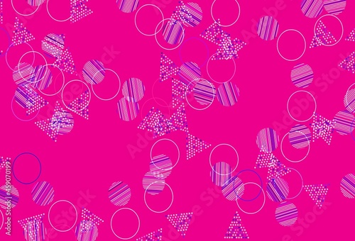 Light Pink, Red vector template with crystals, circles.