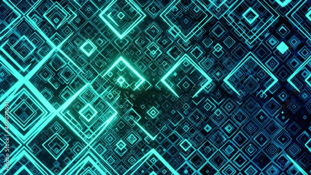Infinite loop animation of neon squares, in 4k and 3d, digital wallpaper. Modern technology concept, abstract information. Infinite loop animation of neon squares, in 4k and 3d, digital wallpaper. Modern technology concept, abstract information.
