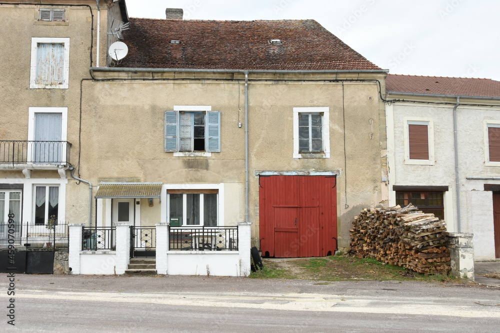 facades of old houses and barns 