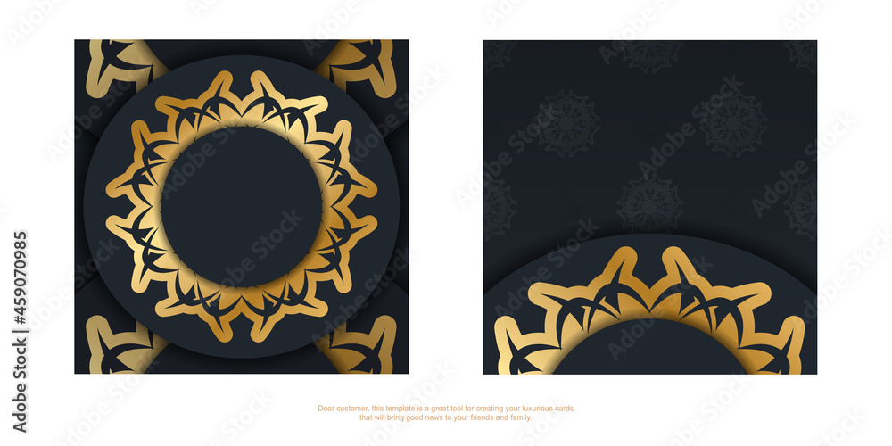 Black color greeting card with abstract gold pattern for your brand. Black color greeting card with abstract gold pattern for your brand.