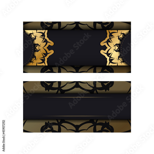 Congratulatory Flyer in black color with vintage gold ornament is prepared for printing.