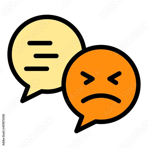 Chat dislike icon. Outline chat dislike vector icon color flat isolated