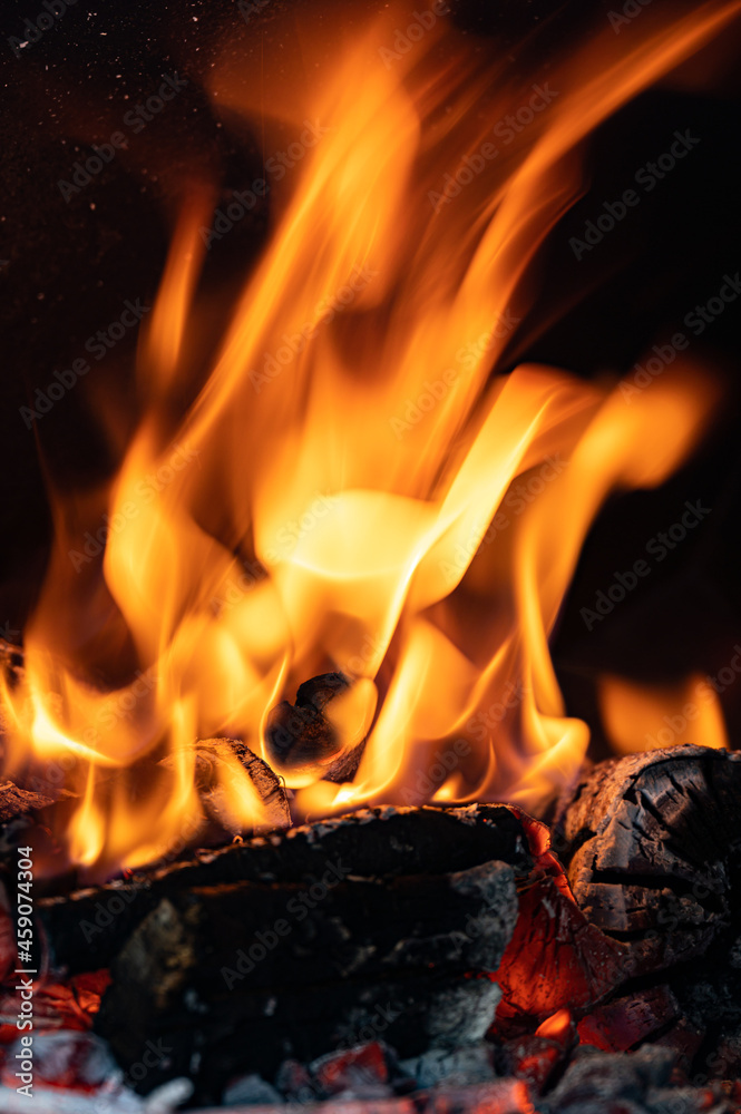 Fototapeta premium Fire Flames in a Oven