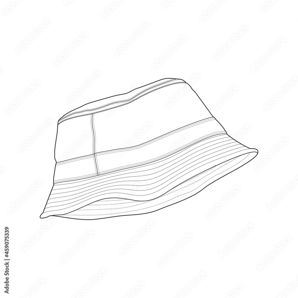 bucket hat outline drawing vector, bucket hat in a sketch style ...