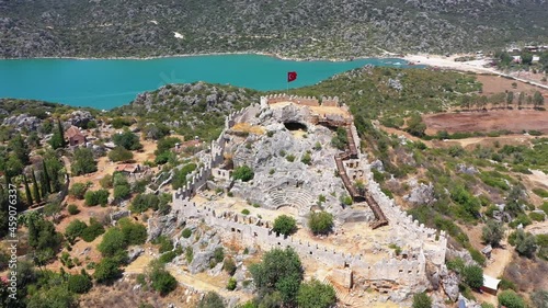 Kekova, also named Caravola, is a small Turkish island near Demre district of Antalya province which faces the villages of Kaleköy and Üçağız. Kekova has an area of 4.5 km² and is uninhabited. photo