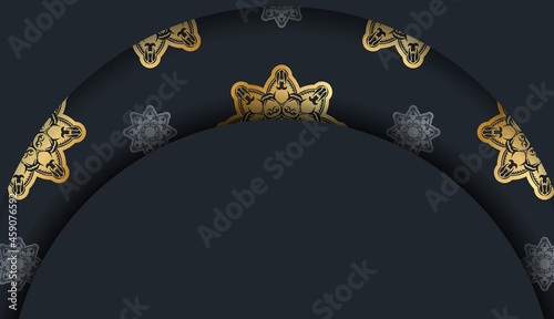 Congratulatory Flyer in black with luxurious gold ornamentation prepared for typography.