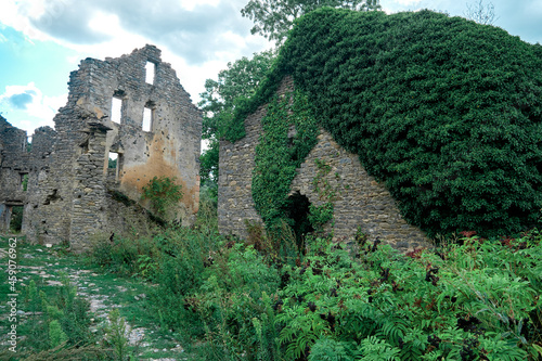 Ruins of the abandoned village of Janovas in the Pyrenees, Spain