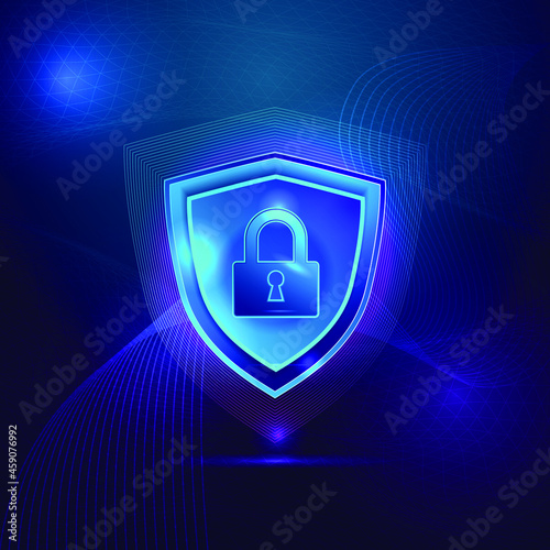 Technology security concept. Blue background

