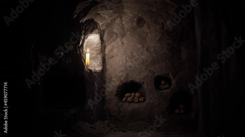 old dark stone underground Catacombs
